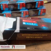 Aseguramiento de cigarrillos ilegales en el AICM